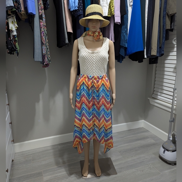 New Directions high and low zigzag Multi colored midi Skirt Size XL - Picture 2 of 12